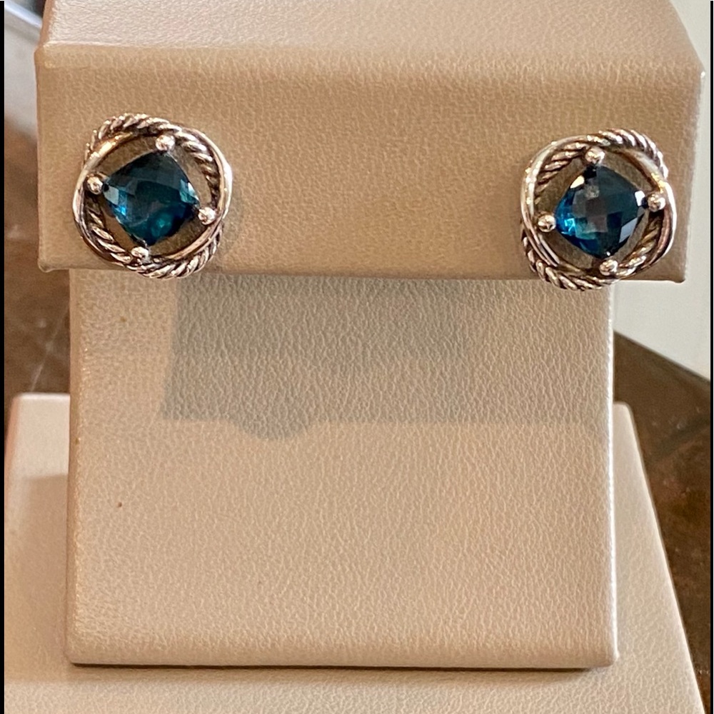 David Yurman Sterling and Topaz infinity earrings